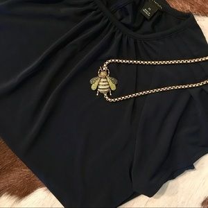 Basic Navy blue top with stitching detail